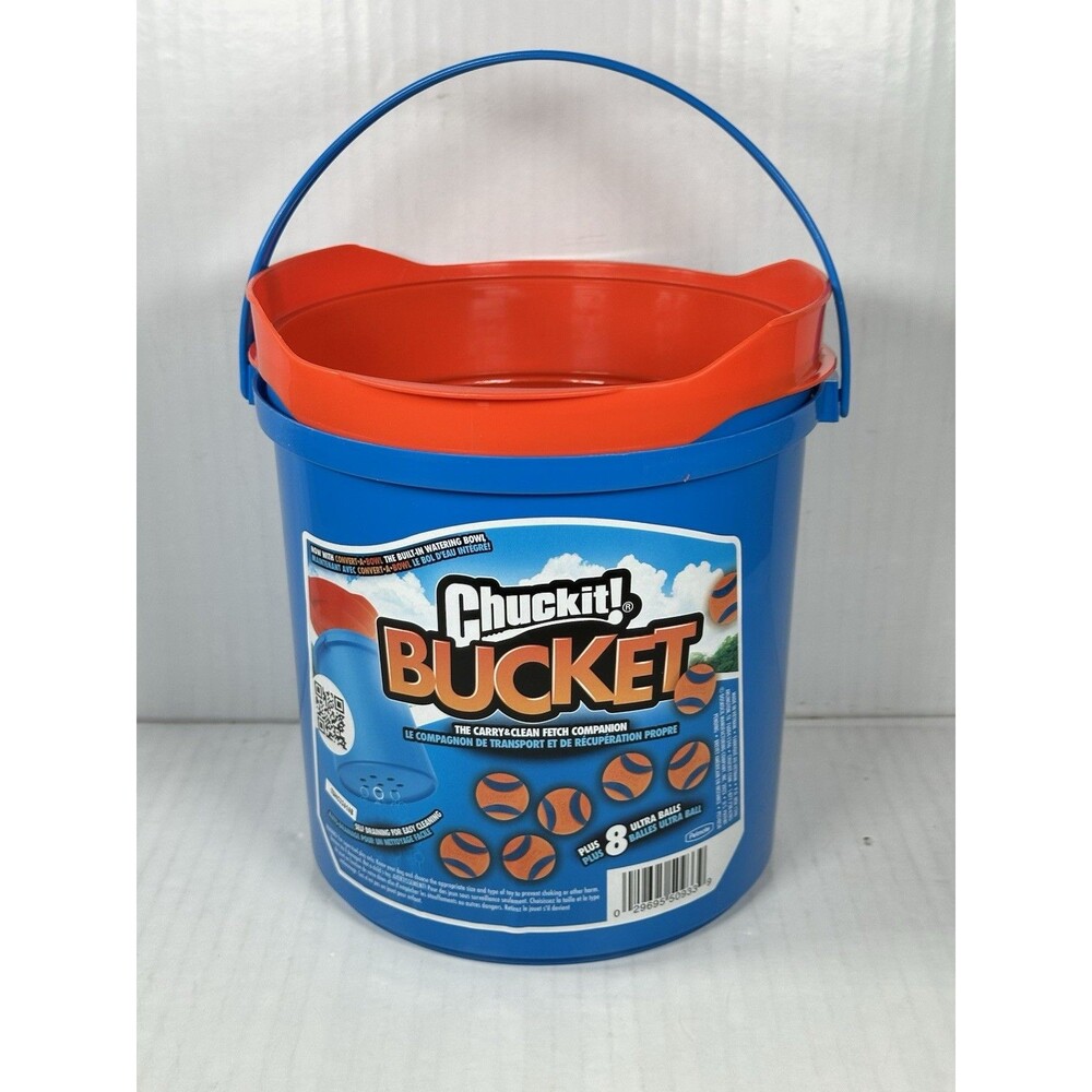 Chuckit! Ultra Ball Dog Toy with Chuckit! Cleaning Bucket| Medium |8 Balls NEW